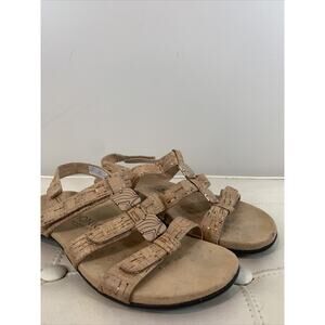 Vionic Amber Strappy Comfort Sandals shoes Gold Cork 8 Ortho Walking Casual